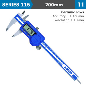 DIG. CALIPER 200milimeter 0.02milimeter ACC. CERAM. JAWS S/STEEL 0.01milimeter RES.