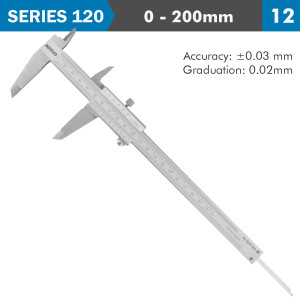VERNIER CALIPER 200milimeter 0.03milimeter ACC. DIN862 0.02milimeter GRAD. S/STEEL