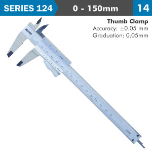 VERNIER CALIPER 150milimeter AUTO THUMB CLAMP 0.05milimeter ACC. 0.05milimeter GRAD. S/STEE