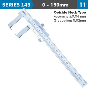 VERNIER CALIPER 150milimeter 0.04milimeter ACC. OUTSIDE NECK 0.02milimeter GRAD. S/STEEL