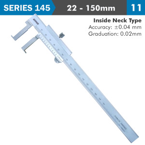 VERNIER CALIPER 22-150milimeter 0.04milimeter ACC. 0.02milimeter GRAD. INSIDE NECK S/STEEL