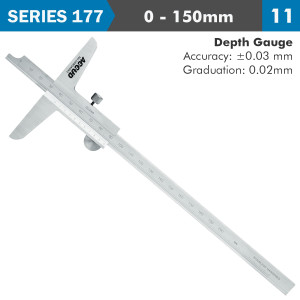 VERNIER DEPTH CALIPER  150milimeter 0.03milimeter ACC. 0.02milimeter GRAD. S/STEEL