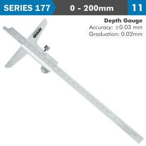 VERNIER DEPTH CALIPER  200milimeter 0.03milimeter ACC. 0.02milimeter GRAD. S/STEEL