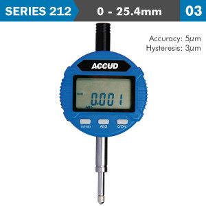 DIGITAL INDICATOR FLAT BACK 25.4milimeter/1' RES0.001 ACC 5MIC