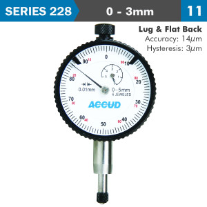 DIAL INDICATOR 3milimeter BEZEL 0.01milimeter GRAD. LUG&FLAT BACK