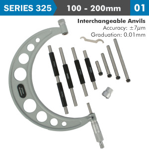 OUTSIDE MICROMETER 100-200milimeter 0.004milimeter ACC. 0.01milimeter GRAD. WITH INTERCH. A