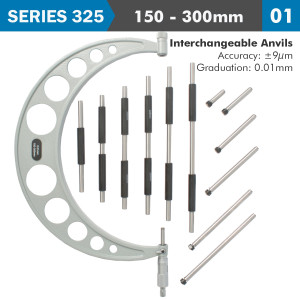 OUTSIDE MICROMETER 150-300milimeter 0.004milimeter ACC. 0.01milimeter GRAD. WITH INTERCH. A