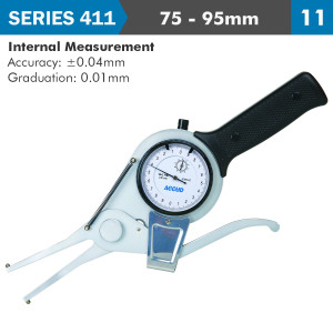 INT. DIAL CALIPER GAUGE 75-95milimeter 0.04milimeter ACC. 0.01milimeter GRAD. JAW LENGTH 10