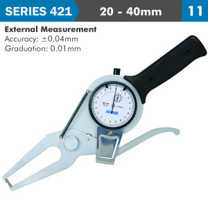 EXT. DIAL CALIPER GAUGE 20-40milimeter 0.04milimeter ACC. 0.01milimeter GRAD. JAW LENGTH 60
