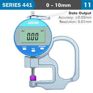 DIG. THICKNESS GAUGE 10milimeter 0.02milimeter ACC. 0.01milimeter RES. CERAMIC ANVIL