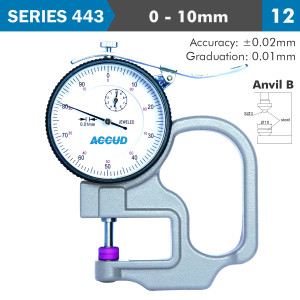THICKNESS GAUGE 10milimeter 0.02milimeter ACC. STEEL ANVIL 0.01milimeter GRAD.