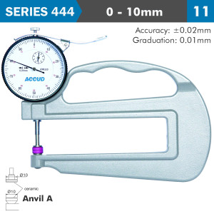 THICKNESS GAUGE 10milimeter 0.02milimeter ACC. LARGE DEPTH CERAMIC ANVIL 0.01milimeter GRAD