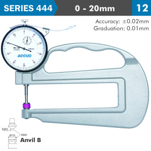 THICKNESS GAUGE 20milimeter 0.03milimeter ACC. LARGE DEPTH STEEL ANVIL 0.01milimeter GRAD.