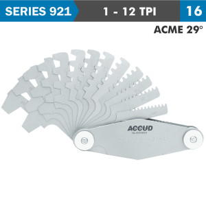 PITCH GAUGE 1-12TPI 2AcentimeterE29 DEG. THREAD 16 LEAVES 0.07milimeter ACC.