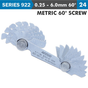PITCH GAUGE 0.25-6milimeter 24 LEAVES METRIC 60DEG. SCREW 0.07milimeter ACC.