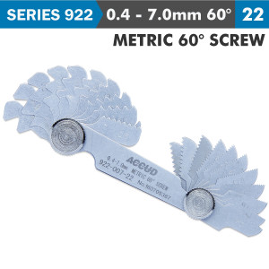 PITCH GAUGE 0.4-7milimeter 22 LEAVES METRIC 60DEG. SCREW 0.07milimeter ACC.