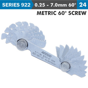 PITCH GAUGE 0.25-7milimeter 24 LEAVES METRIC 60DEG. SCREW 0.07milimeter ACC.