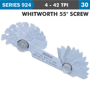 PITCH GAUGE 4-42TPI 30 LEAVES WHITWORTH 55DEG. SCREW 0.07milimeter ACC.