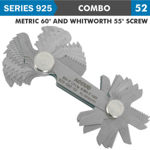 PITCH GAUGE METRIC 0.25-6milimeter & 4-62TPI 52 LEAVES 60DEG. & WHITWORTH 5