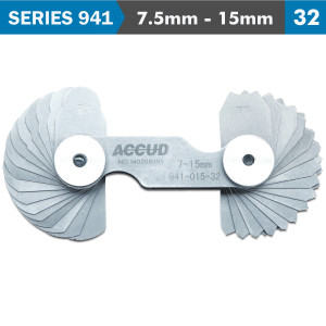 RADIUS GAUGE 7.5milimeter-15milimeter 16 X 2 LEAVES 0.03milimeter ACC. CONCAVE & CONVEX SUR