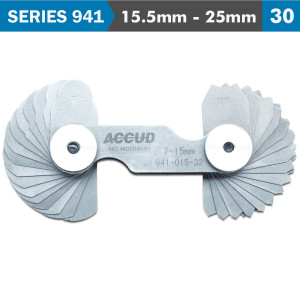 RADIUS GAUGE 15.5-25milimeter 48 X 2 LEAVES 0.03milimeter ACC. CONCAVE & CONVEX SURF